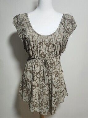 Cato Taupe Paisley Drawstring Tunic